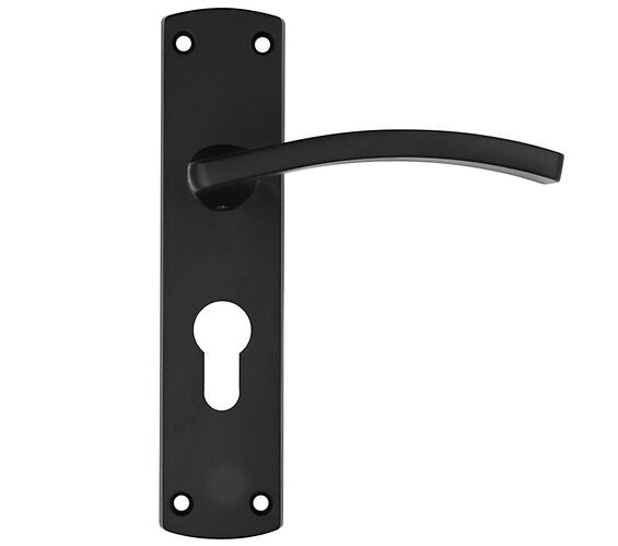 ZOO HARDWARE STANZA TOLEDO CONTRACT RANGE DOOR HANDLES ON BACKPLATE MATT BLACK – (SOLD IN PAIRS)