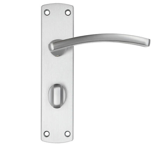 ZOO HARDWARE STANZA TOLEDO CONTRACT RANGE DOOR HANDLES ON BACKPLATE SATIN CHROME –  (SOLD IN PAIRS)