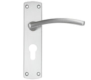 ZOO HARDWARE STANZA TOLEDO CONTRACT RANGE DOOR HANDLES ON BACKPLATE SATIN CHROME –  (SOLD IN PAIRS)