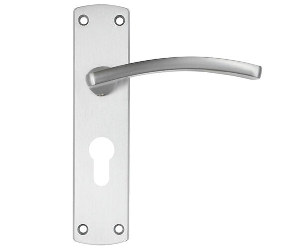ZOO HARDWARE STANZA TOLEDO CONTRACT RANGE DOOR HANDLES ON BACKPLATE SATIN CHROME –  (SOLD IN PAIRS)