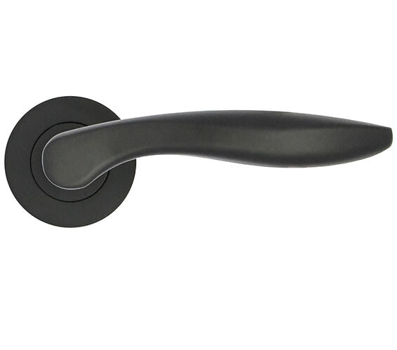 ZOO HARDWARE STANZA CADIZ CONTRACT RANGE LEVER ON ROUND ROSE MATT BLACK - ZPA060-MB (SOLD IN PAIRS)
