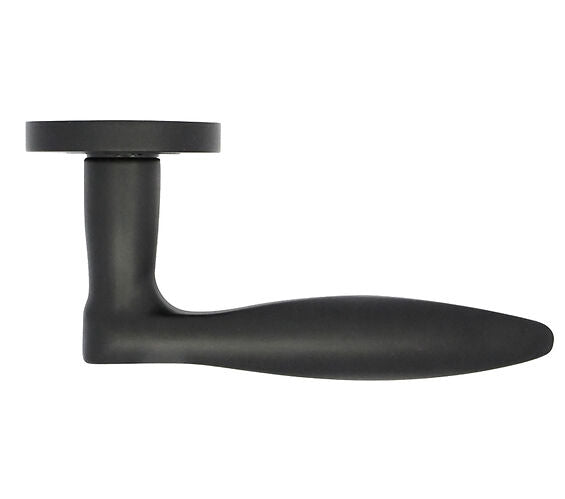 ZOO HARDWARE STANZA CADIZ CONTRACT RANGE LEVER ON ROUND ROSE MATT BLACK - ZPA060-MB (SOLD IN PAIRS)