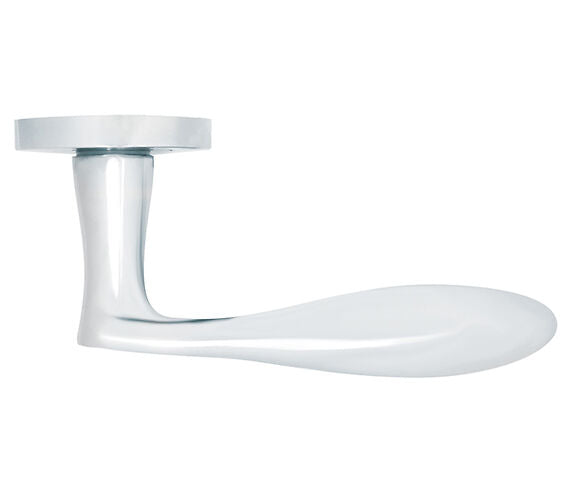 ZOO HARDWARE STANZA MERIDA CONTRACT RANGE LEVER ON ROUND ROSE POLISHED CHROME - ZPA070-CP (SOLD IN PAIRS)