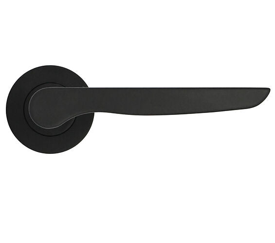 ZOO HARDWARE STANZA VIGO CONTRACT RANGE LEVER ON ROUND ROSE MATT BLACK - ZPA080-MB (SOLD IN PAIRS)