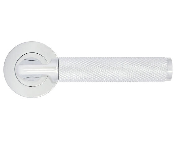 ZOO HARDWARE STANZA BILBAO CONTRACT RANGE LEVER ON ROUND ROSE POLISHED CHROME – ZPA090-CP (SOLD IN PAIRS)