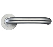 ZOO HARDWARE ZPS RTD LEVER ON ROUND ROSE  SATIN STAINLESS STEEL - ZPS030SS (SOLD IN PAIRS)
