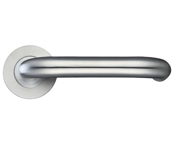 ZOO HARDWARE ZPS RTD LEVER ON ROUND ROSE  SATIN STAINLESS STEEL - ZPS030SS (SOLD IN PAIRS)