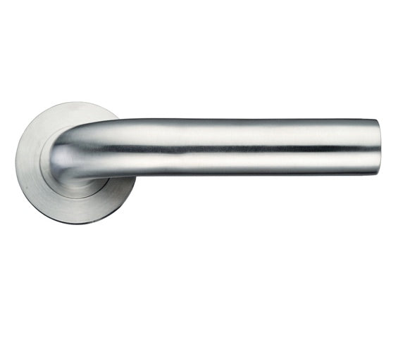 ZOO HARDWARE ZPS RADIUS LEVER ON ROUND ROSE  SATIN STAINLESS STEE- ZPS070SS (SOLD IN PAIRS)