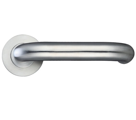 ZOO HARDWARE ZPS RTD LEVER ON ROUND ROSE SATIN STAINLESS STEEL - ZPS080SS (SOLD IN PAIRS)