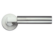 ZOO HARDWARE ZPS ORION LEVER ON ROUND ROSE  SATIN STAINLESS STEEL - ZPS110SS (SOLD IN PAIRS)