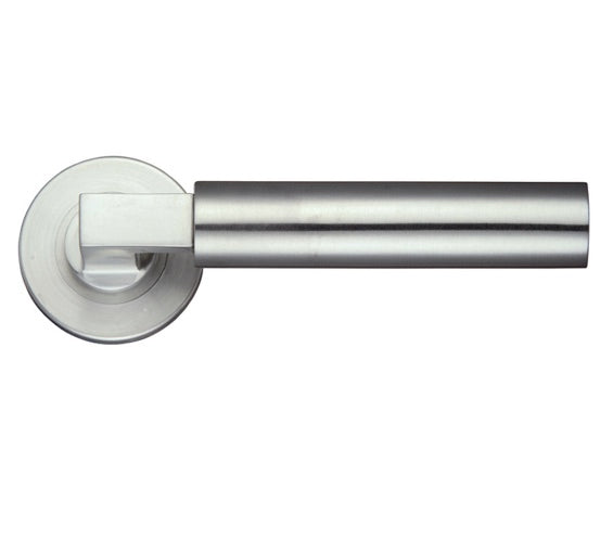 ZOO HARDWARE ZPS ORION LEVER ON ROUND ROSE  SATIN STAINLESS STEEL - ZPS110SS (SOLD IN PAIRS)