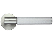 ZOO HARDWARE ZPS ATHENA KNURLED LEVER ON ROUND ROSE  SATIN STAINLESS STEEL - ZPS120SS (SOLD IN PAIRS)