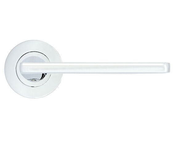 ZOO HARDWARE STANZA LEON CONTRACT RANGE LEVER ON ROUND ROSE POLISHED CHROME - ZPA010-CP (SOLD IN PAIRS)