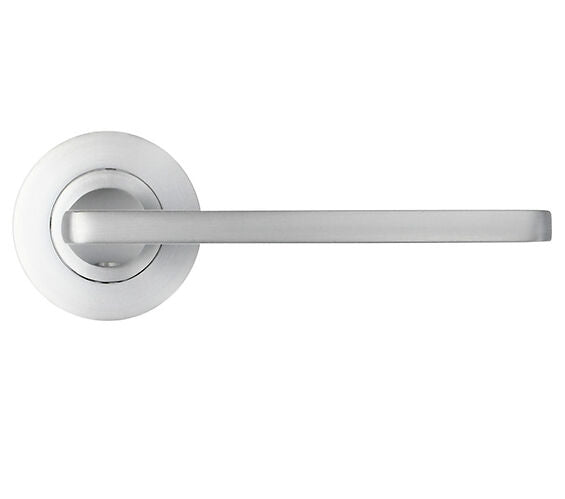 ZOO HARDWARE STANZA LEON CONTRACT RANGE LEVER ON ROUND ROSE SATIN CHROME - ZPA010-SC (SOLD IN PAIRS)