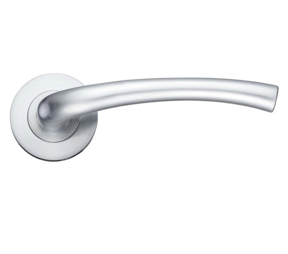 ZOO HARDWARE STANZA ASSISI LEVER ON ROUND ROSE  SATIN CHROME - ZPZ010SC (SOLD IN PAIRS)