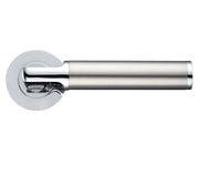 ZOO HARDWARE STANZA MILAN LEVER ON ROUND ROSE DUAL FINISH POLISHED & SATIN CHROME - ZPZ030CPSS (SOLD IN PAIRS)