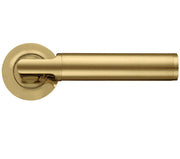 ZOO HARDWARE STANZA MILAN LEVER ON ROUND ROSE FAVO SATIN BRASS - ZPZ030‑FSB (SOLD IN PAIRS)