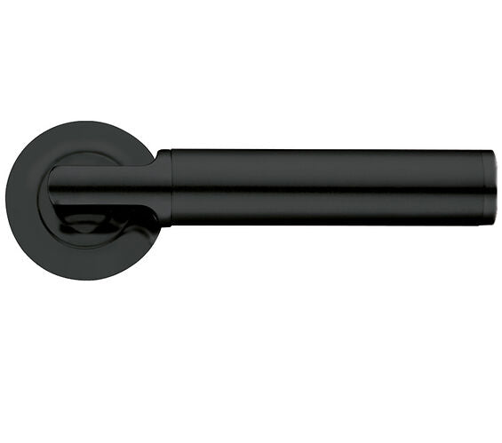 ZOO HARDWARE STANZA MILAN LEVER ON ROUND ROSE OSCURO MATT BLACK - ZPZ030‑OMB (SOLD IN PAIRS)