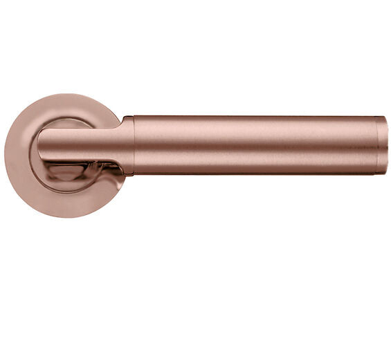 ZOO HARDWARE STANZA MILAN LEVER ON ROUND ROSE TUSCAN ROSE GOLD - ZPZ030‑TRG (SOLD IN PAIRS)