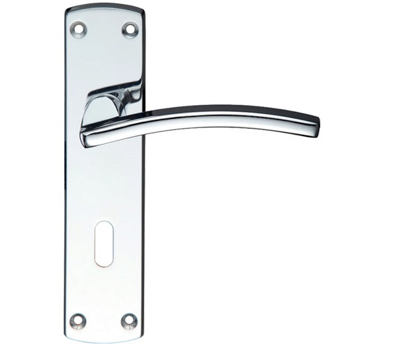 ZOO HARDWARE STANZA TOLEDO CONTRACT DOOR HANDLES ON BACKPLATE POLISHED CHROME - (SOLD IN PAIRS)