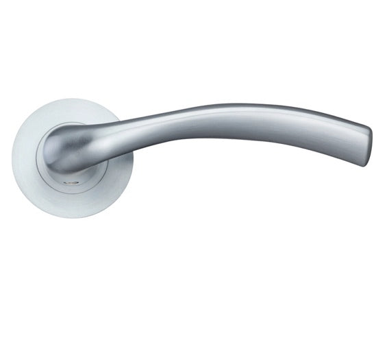 ZOO HARDWARE STANZA SIENA LEVER ON ROUND ROSE  SATIN CHROME - ZPZ050SC (SOLD IN PAIRS)