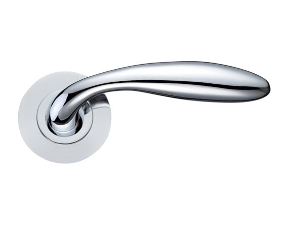 ZOO HARDWARE STANZA VERONA LEVER ON ROUND ROSE POLISHED CHROME - ZPZ060CP (SOLD IN PAIRS)