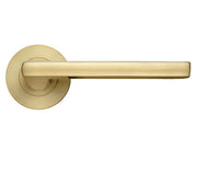 ZOO HARDWARE STANZA VENICE LEVER ON ROUND ROSE  FAVO SATIN BRASS - ZPZ070‑FSB (SOLD IN PAIRS)