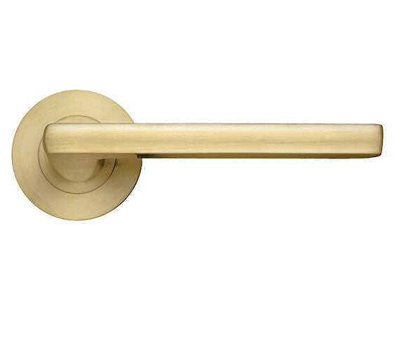 ZOO HARDWARE STANZA VENICE LEVER ON ROUND ROSE  FAVO SATIN BRASS - ZPZ070‑FSB (SOLD IN PAIRS)