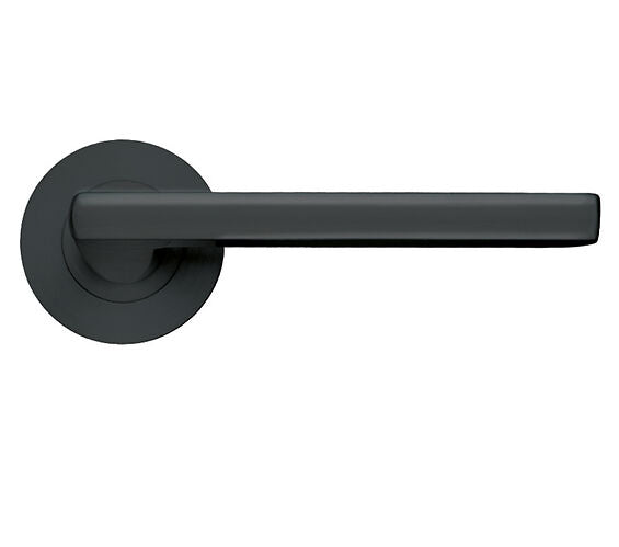 ZOO HARDWARE STANZA VENICE LEVER ON ROUND ROSE  OSCURO MATT BLACK - ZPZ070‑OMB (SOLD IN PAIRS)