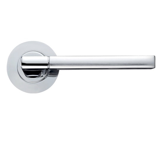 ZOO HARDWARE STANZA VENICE LEVER ON ROUND ROSE DUAL FINISH SATIN & POLISHED CHROME - ZPZ070SCCP (SOLD IN PAIRS)