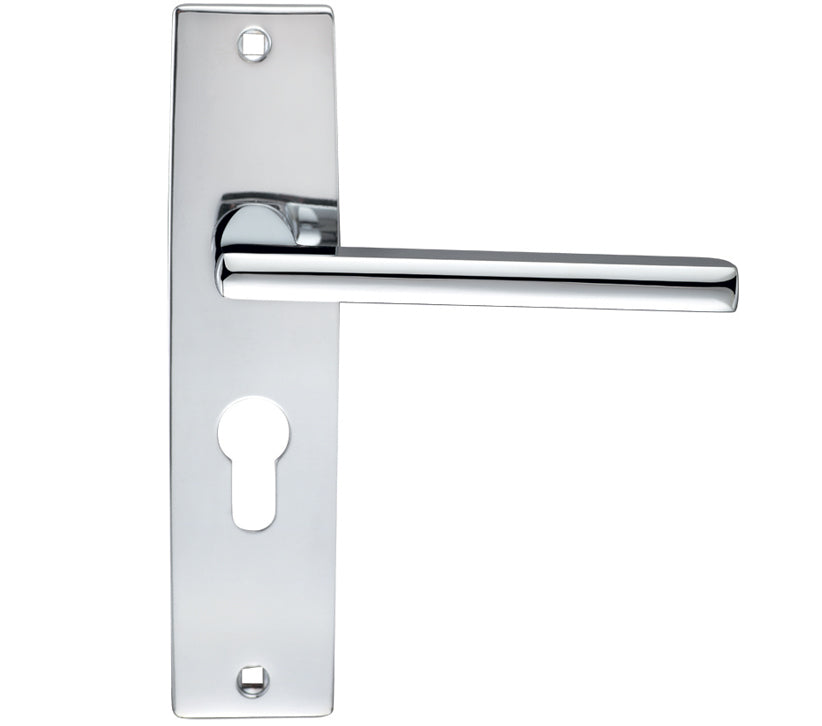 ZOO HARDWARE STANZA VENICE DOOR HANDLES ON BACKPLATE, POLISHED CHROME - (SOLD IN PAIRS)