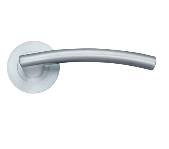 ZOO HARDWARE STANZA AMALFI LEVER ON ROUND ROSE  SATIN CHROME - ZPZ080SC (SOLD IN PAIRS)