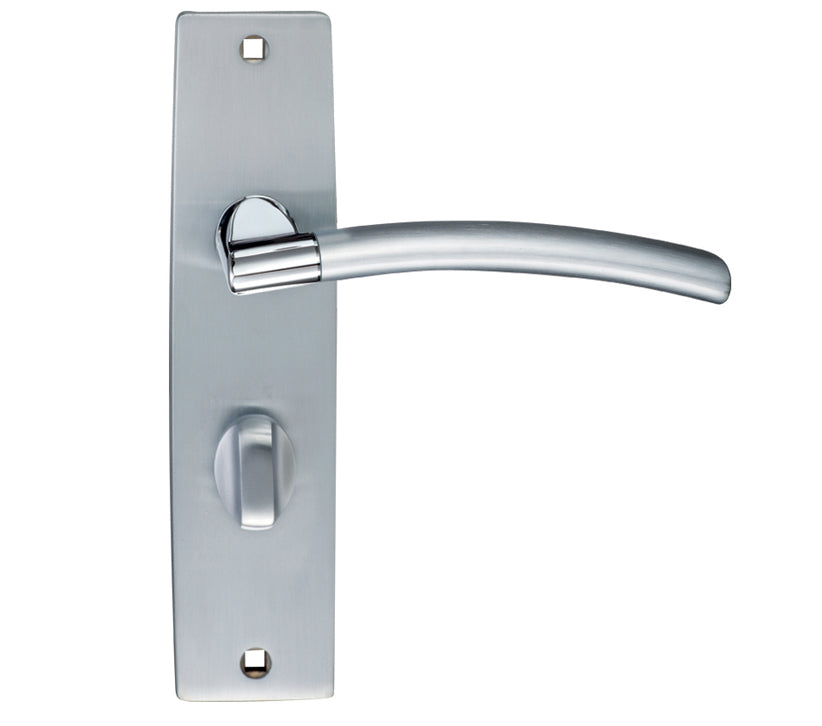 ZOO HARDWARE STANZA AMALFI DOOR HANDLES ON BACKPLATE DUAL FINISH SATIN CHROME & POLISHED CHROME – (SOLD IN PAIRS)