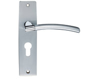 ZOO HARDWARE STANZA AMALFI DOOR HANDLES ON BACKPLATE DUAL FINISH SATIN CHROME & POLISHED CHROME – (SOLD IN PAIRS)