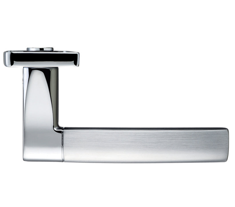 ZOO HARDWARE STANZA AMALFI DOOR HANDLES ON BACKPLATE DUAL FINISH SATIN CHROME & POLISHED CHROME – (SOLD IN PAIRS)