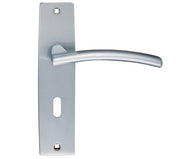ZOO HARDWARE STANZA AMALFI DOOR HANDLES ON BACKPLATE  SATIN CHROME - ZPZ081SC (SOLD IN PAIRS)