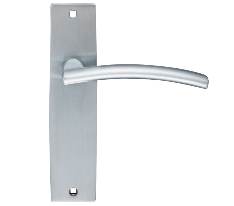 ZOO HARDWARE STANZA AMALFI DOOR HANDLES ON BACKPLATE SATIN CHROME – (SOLD IN PAIRS)