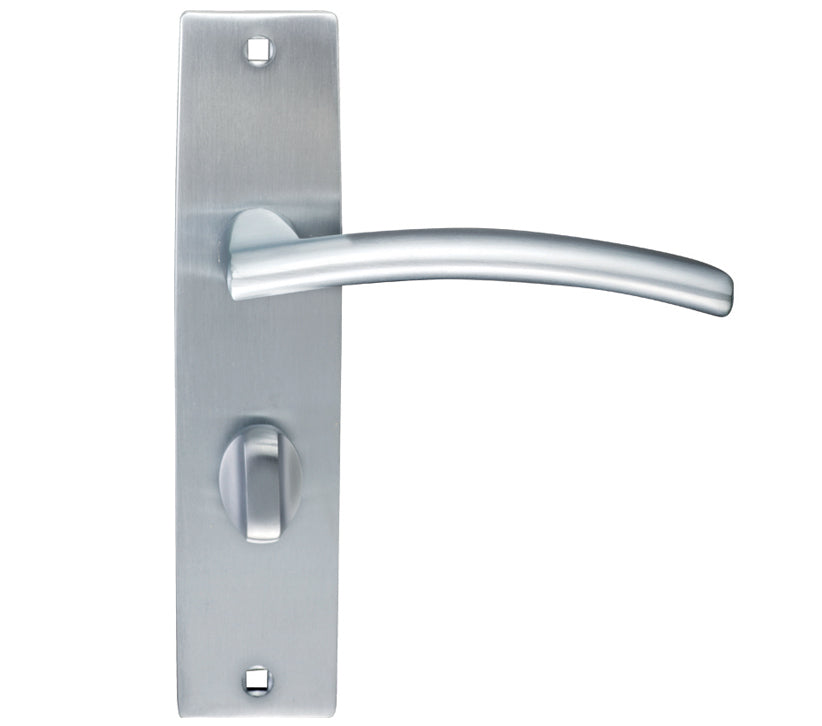 ZOO HARDWARE STANZA AMALFI DOOR HANDLES ON BACKPLATE SATIN CHROME – (SOLD IN PAIRS)