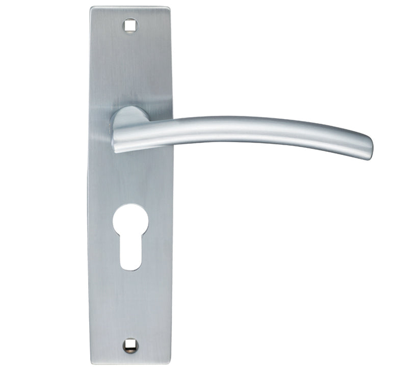 ZOO HARDWARE STANZA AMALFI DOOR HANDLES ON BACKPLATE SATIN CHROME – (SOLD IN PAIRS)
