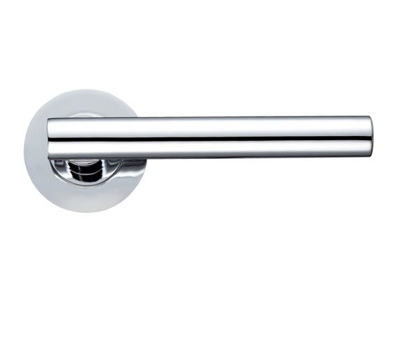 ZOO HARDWARE STANZA LUCCA LEVER ON ROUND ROSE  POLISHED CHROME - ZPZ090CP (SOLD IN PAIRS)