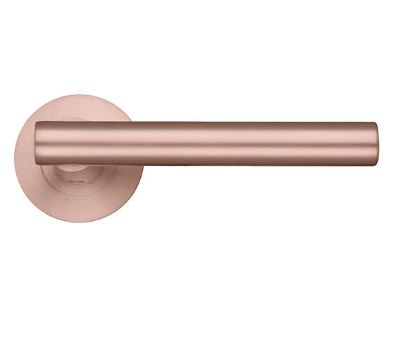 ZOO HARDWARE STANZA LUCCA LEVER ON ROUND ROSE  TUSCAN ROSE GOLD - ZPZ090‑TRG (SOLD IN PAIRS)