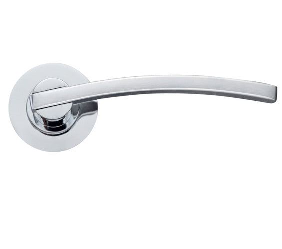 ZOO HARDWARE STANZA ADRIA LEVER ON ROUND ROSE  DUAL FINISH SATIN CHROME & POLISHED CHROME - ZPZ100SCCP (SOLD IN PAIRS)