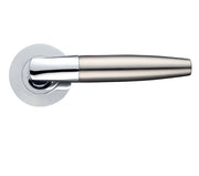 ZOO HARDWARE STANZA ATLANTA LEVER ON ROUND ROSE DUAL FINISH POLISHED CHROME & SATIN NICKEL - ZPZ110CPSN (SOLD IN PAIRS)