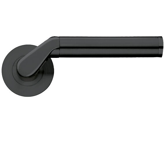 ZOO HARDWARE STANZA VENUS LEVER ON ROUND ROSE OSCURO MATT BLACK- ZPZ120‑OMB (SOLD IN PAIRS)