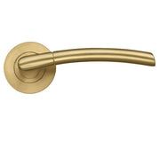 ZOO HARDWARE STANZA OLYMPUS LEVER ON ROUND ROSE  FAVO SATIN BRASS - ZPZ140‑FSB (SOLD IN PAIRS)