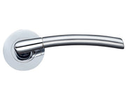 ZOO HARDWARE STANZA OLYMPUS LEVER ON ROUND ROSE  DUAL FINISH SATIN CHROME & POLISHED CHROME - ZPZ140SCCP (SOLD IN PAIRS)