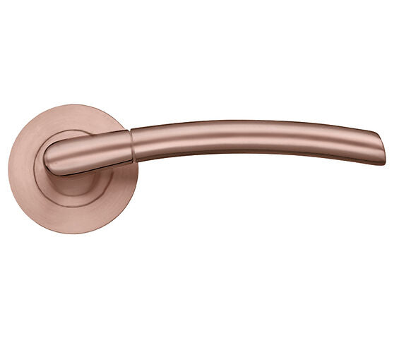 ZOO HARDWARE STANZA OLYMPUS LEVER ON ROUND ROSE  TUSCAN ROSE GOLD - ZPZ140‑TRG (SOLD IN PAIRS)