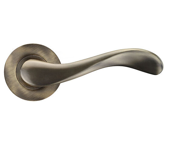 ZOO HARDWARE STANZA ASTI LEVER ON ROUND ROSE  FLORENTINE BRONZE - ZPZ230FB (SOLD IN PAIRS)