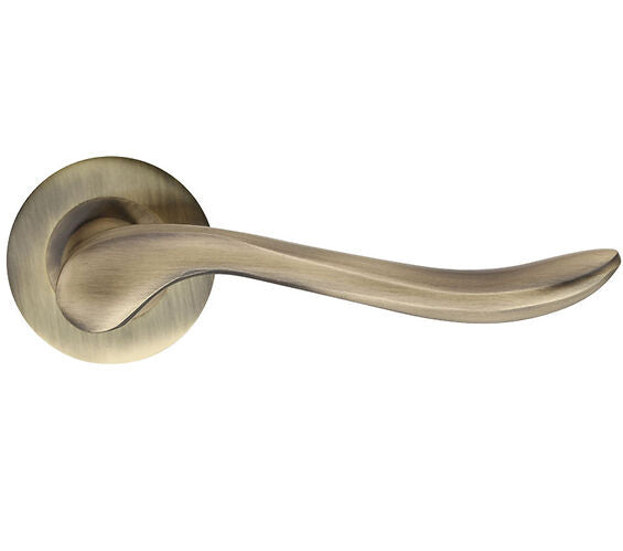 ZOO HARDWARE STANZA LINCOLN LEVER ON ROUND ROSE  FLORENTINE BRONZE - ZPZ240FB (SOLD IN PAIRS)