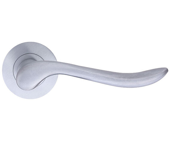 ZOO HARDWARE STANZA LINCOLN LEVER ON ROUND ROSE SATIN CHROME - ZPZ240SC (SOLD IN PAIRS)